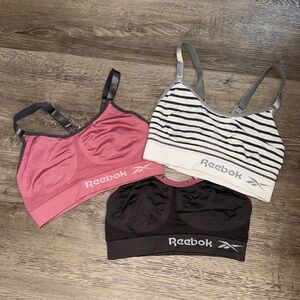 Reebok Trio Sports Bra Set - Pink, Black, Striped